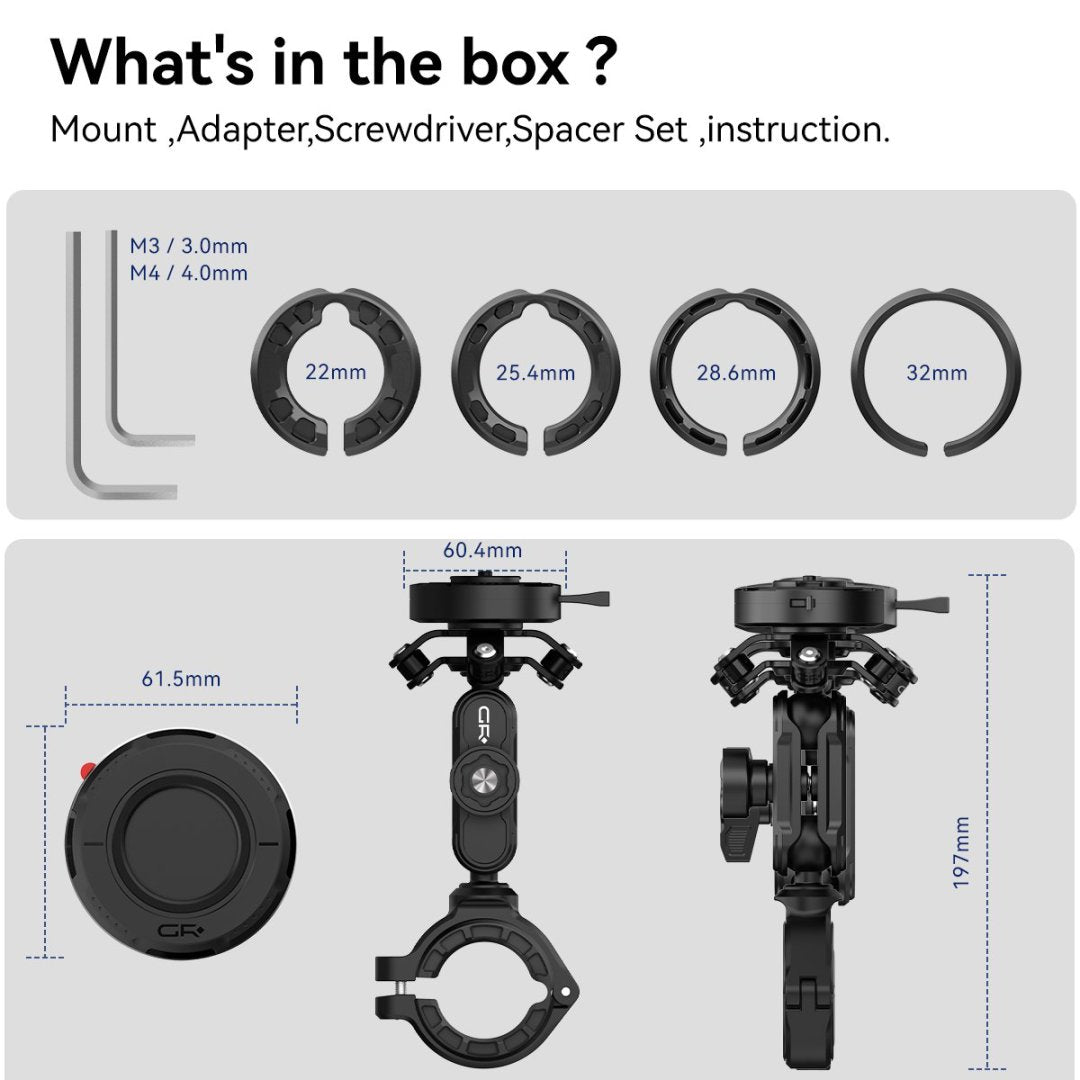 GRXPLORE GR-MT90-B 防盗车把安装套件带减震器