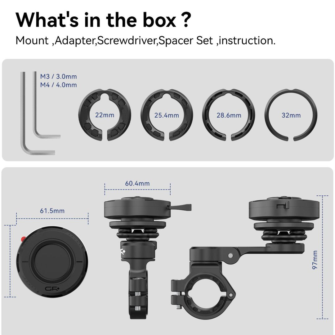 GRXPLORE GR-MT11 Handlebar Mount Kit with Vibration Dampener PRO