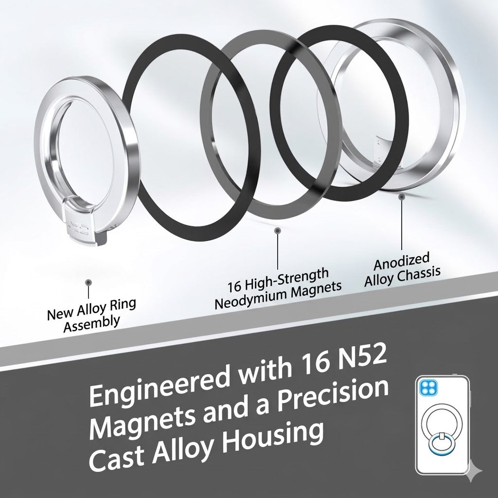 GRXPLORE GR-A3 Soporte de Anillo Magnético para Teléfono con Agarre MagSafe