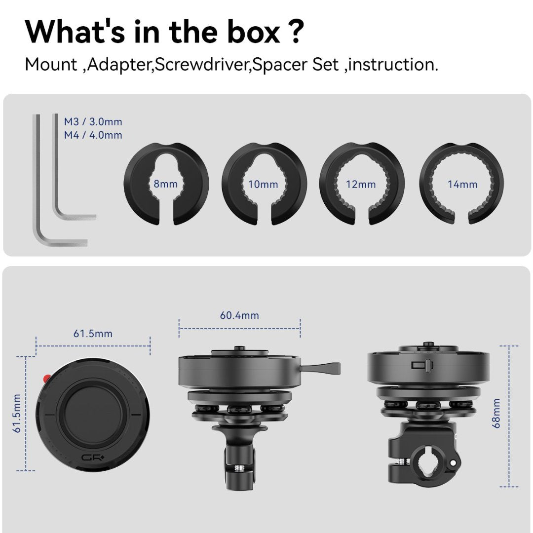 GRXPLORE GR-MT15 Crossbar/ Mirror Mount Kit with Vibration Dampener PRO