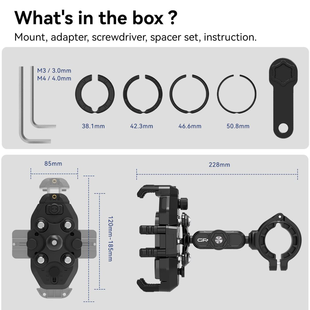 GRXPLORE GR-GS3-L Motorcycle Phone Mount
