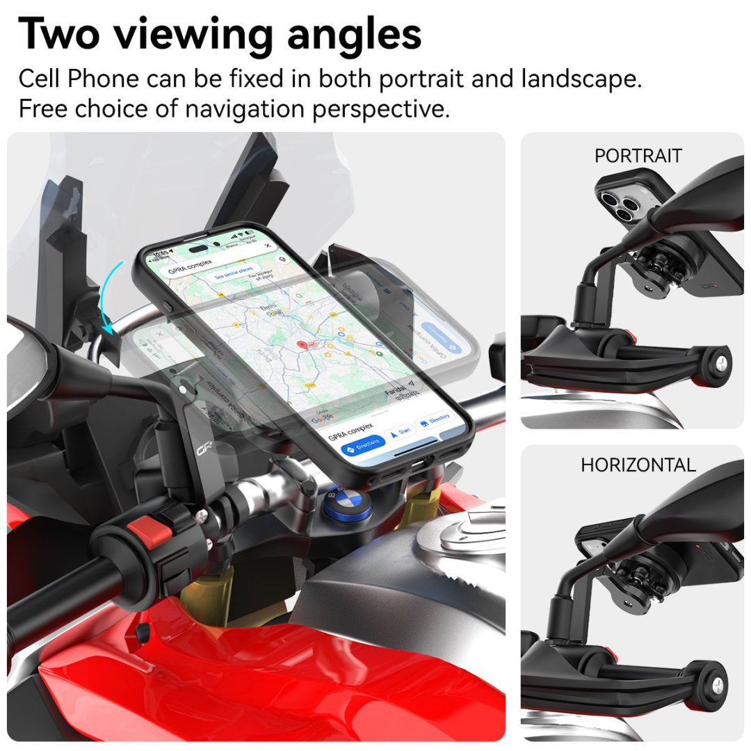 GRXPLORE GR-MT16 摩托车手机支架,适用于 M6/M8/M10 后视镜支架,带减震功能