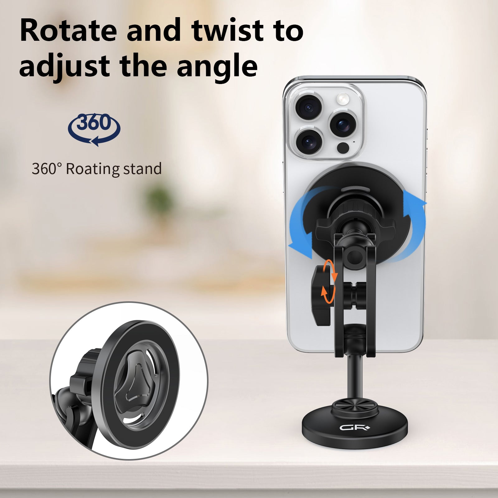 GRXPLORE GR-CX14 Magnetic Phone Mount for Desk & Car Dashboard