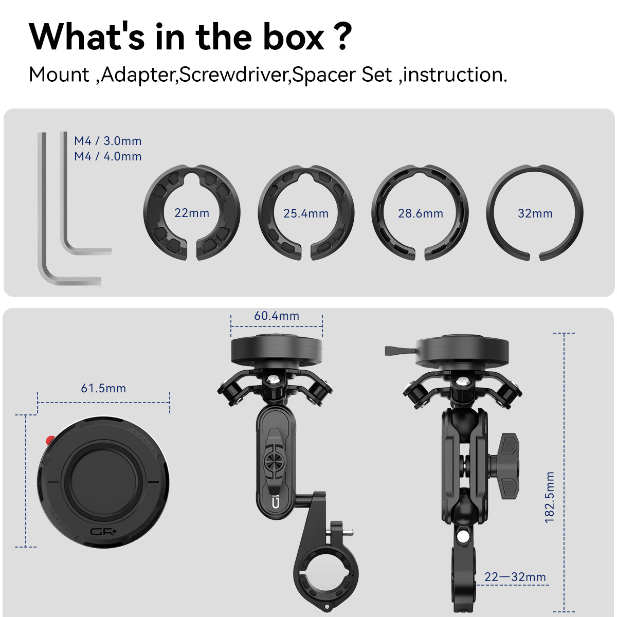 GR-MT4 Handlebar Mount Kit with Vibration Dampener