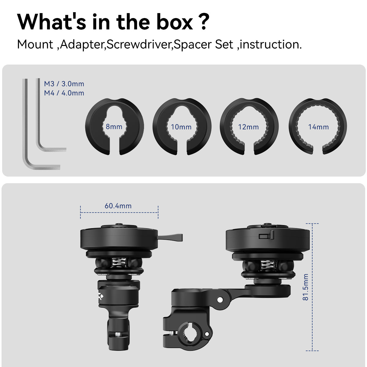 GRXPLORE GR-MT9 Soporte para travesaño/retrovisor con amortiguador de vibraciones PRO