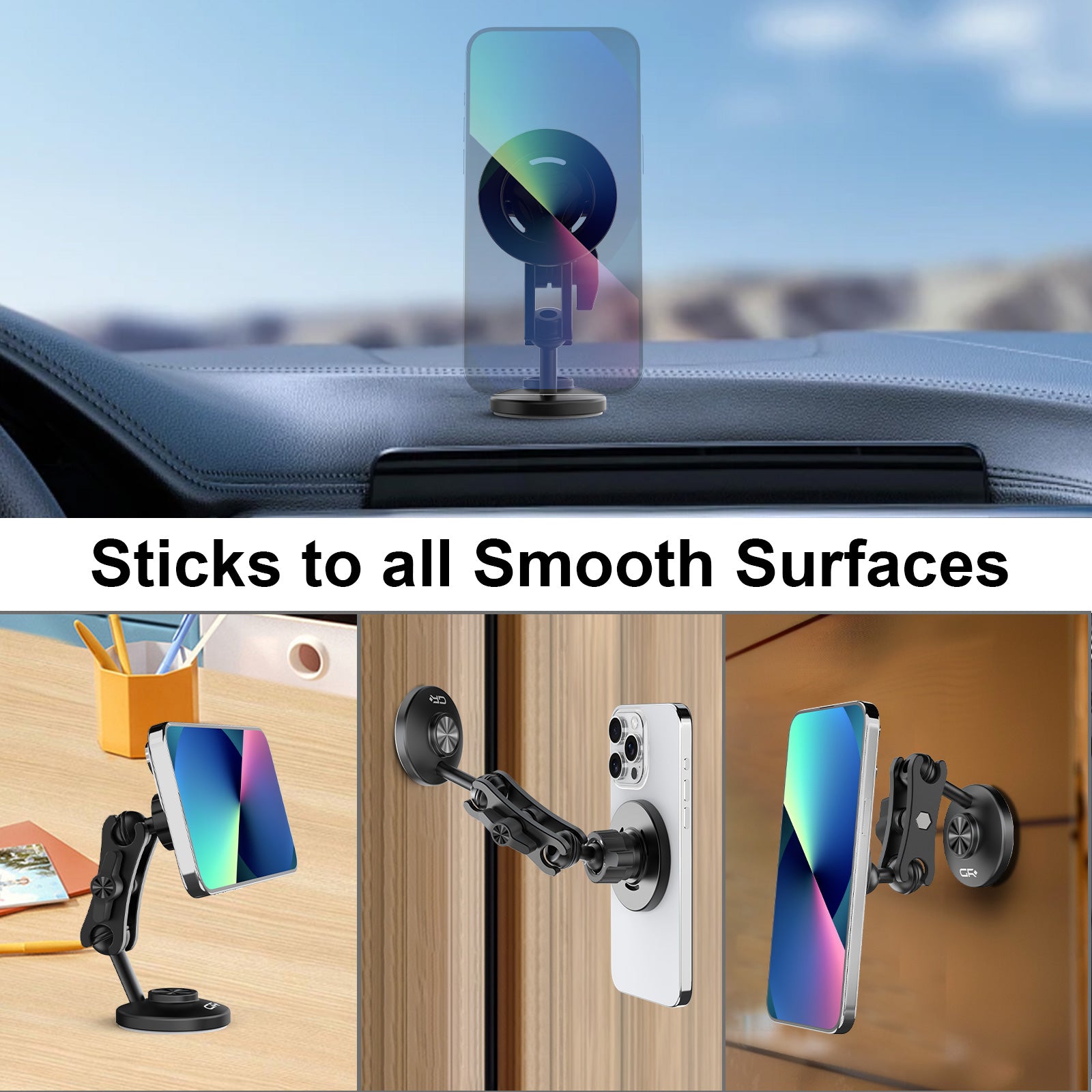 GRXPLORE GR-CX14 Magnetic Phone Mount for Desk & Car Dashboard