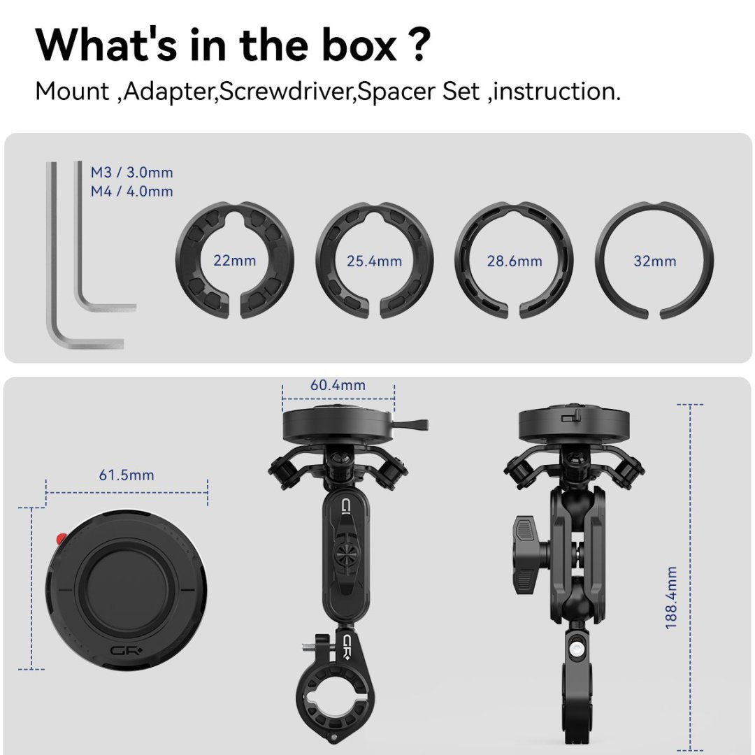 GRXPLORE GR-MT6 Handlebar Mount Kit with Vibration Dampener