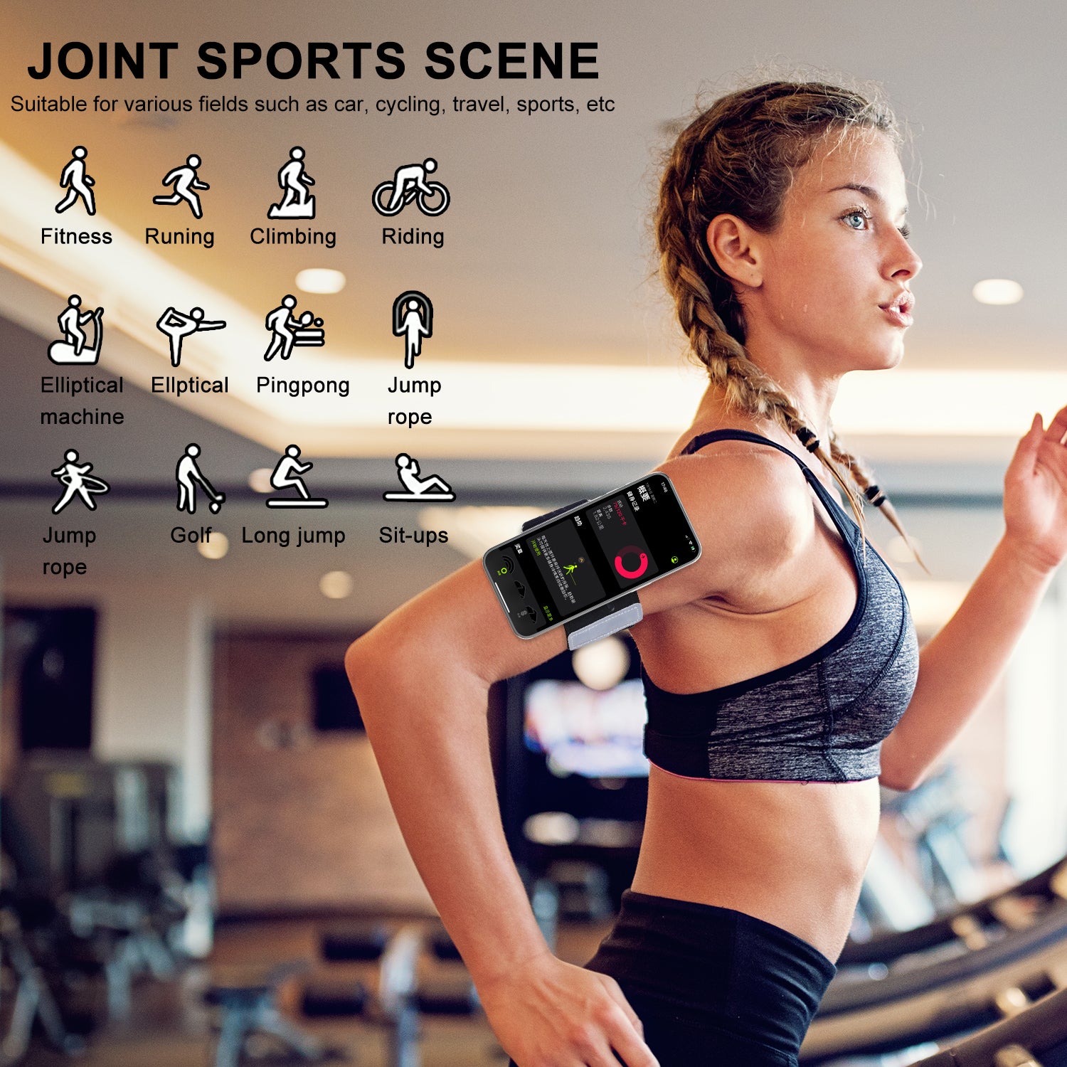 JK-YD703 Gym Armband Phone Holder with Universal Adapter