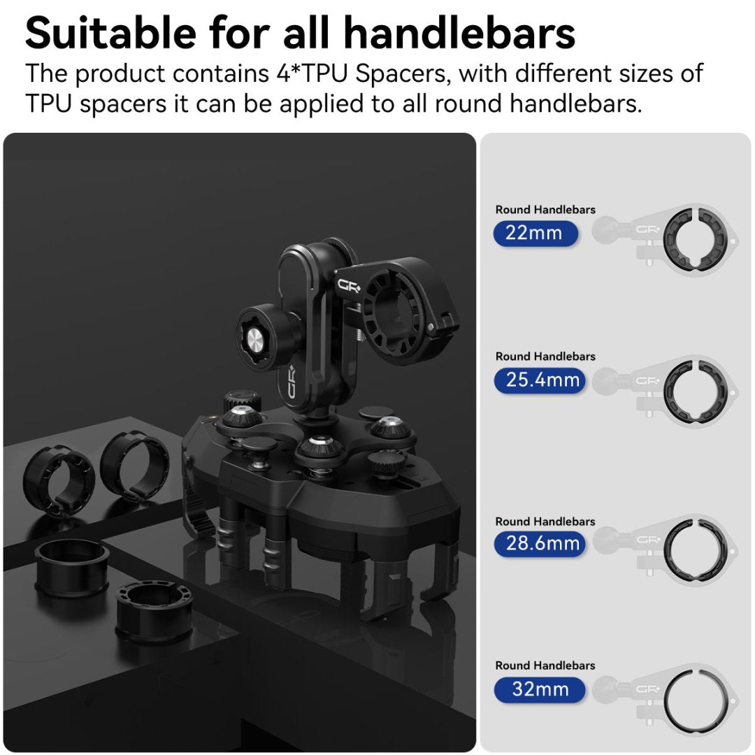 GRXPLORE GR-GS1-L Motorcycle Phone Mount with Wireless Charging, Vibration Dampener