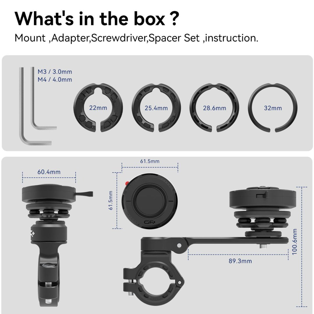 GRXPLORE GR-MT12 Handlebar Mount Kit with Vibration Dampener PRO