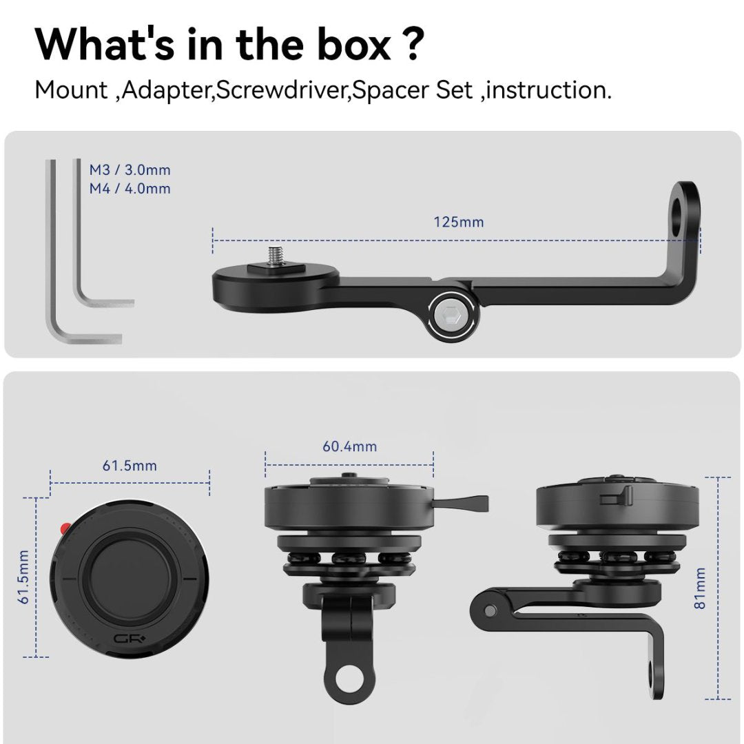 GRXPLORE GR-MT16 摩托车手机支架，适用于 M6/M8/M10 后视镜支架，带减震功能