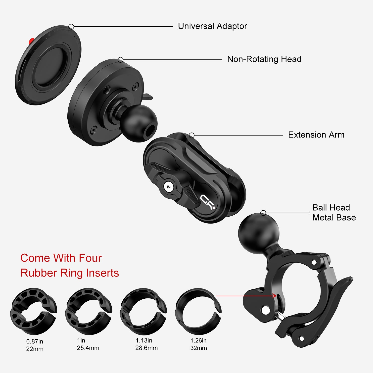 JK-KC03C Tool-Less Install Handlebar Clamp Mount(76.2mm)