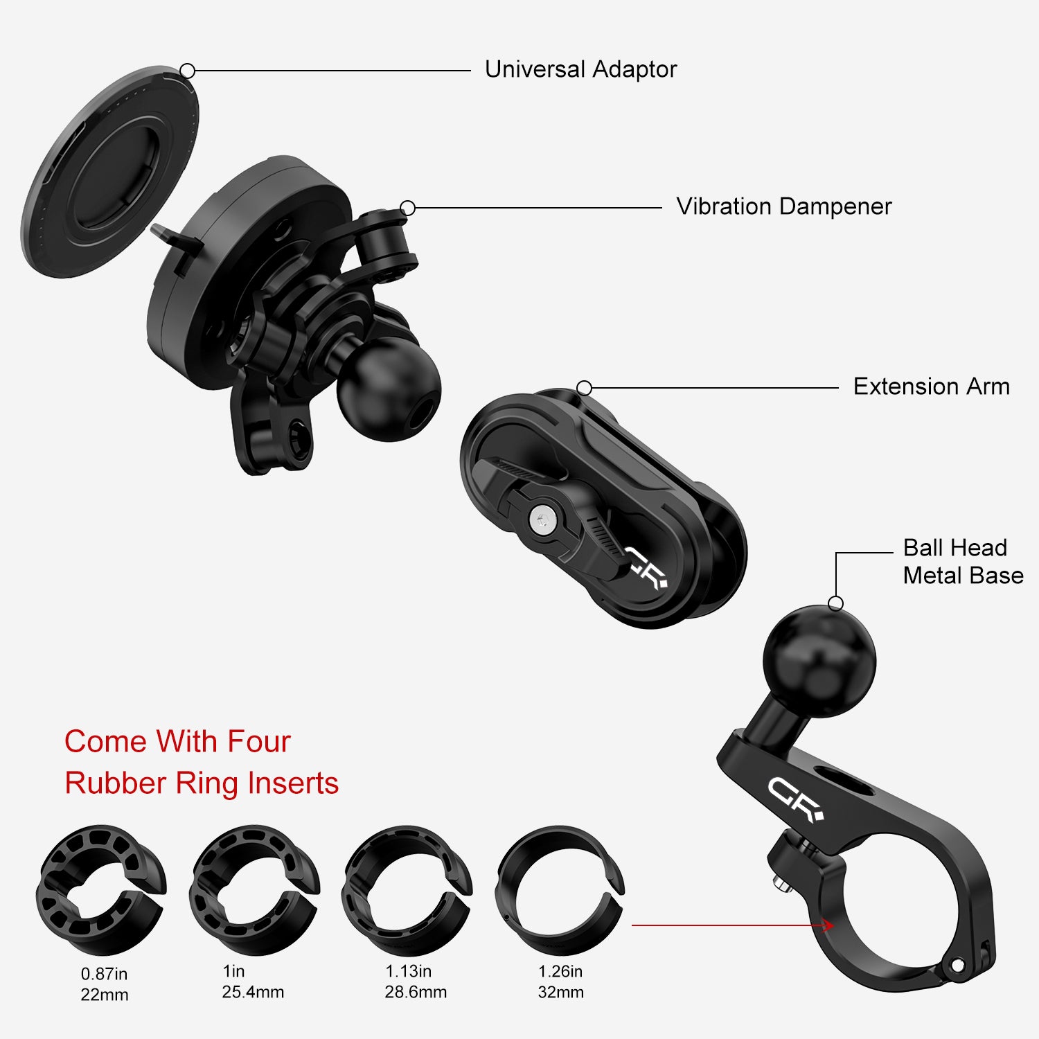 JK-KC03C L Shape Base Phone Mount Holder with Vibration Dampener