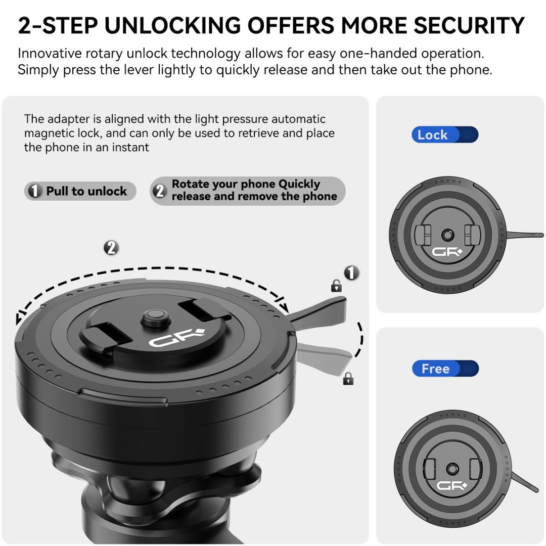 GRXPLORE GR-MT16 摩托车手机支架，适用于 M6/M8/M10 后视镜支架，带减震功能