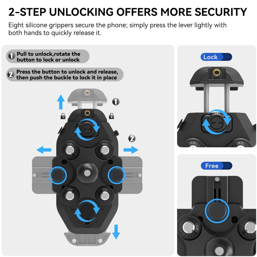 GRXPLORE GR-GS1-L Motorcycle Phone Mount with Wireless Charging, Vibration Dampener