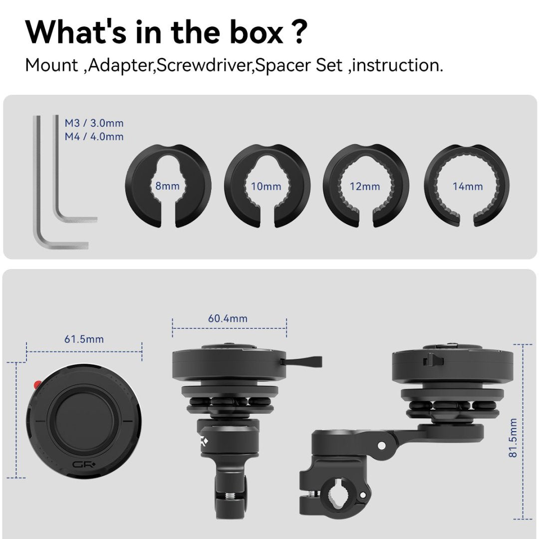 GRXPLORE GR-MT9 Crossbar/ Mirror Mount Kit with Vibration Dampener PRO