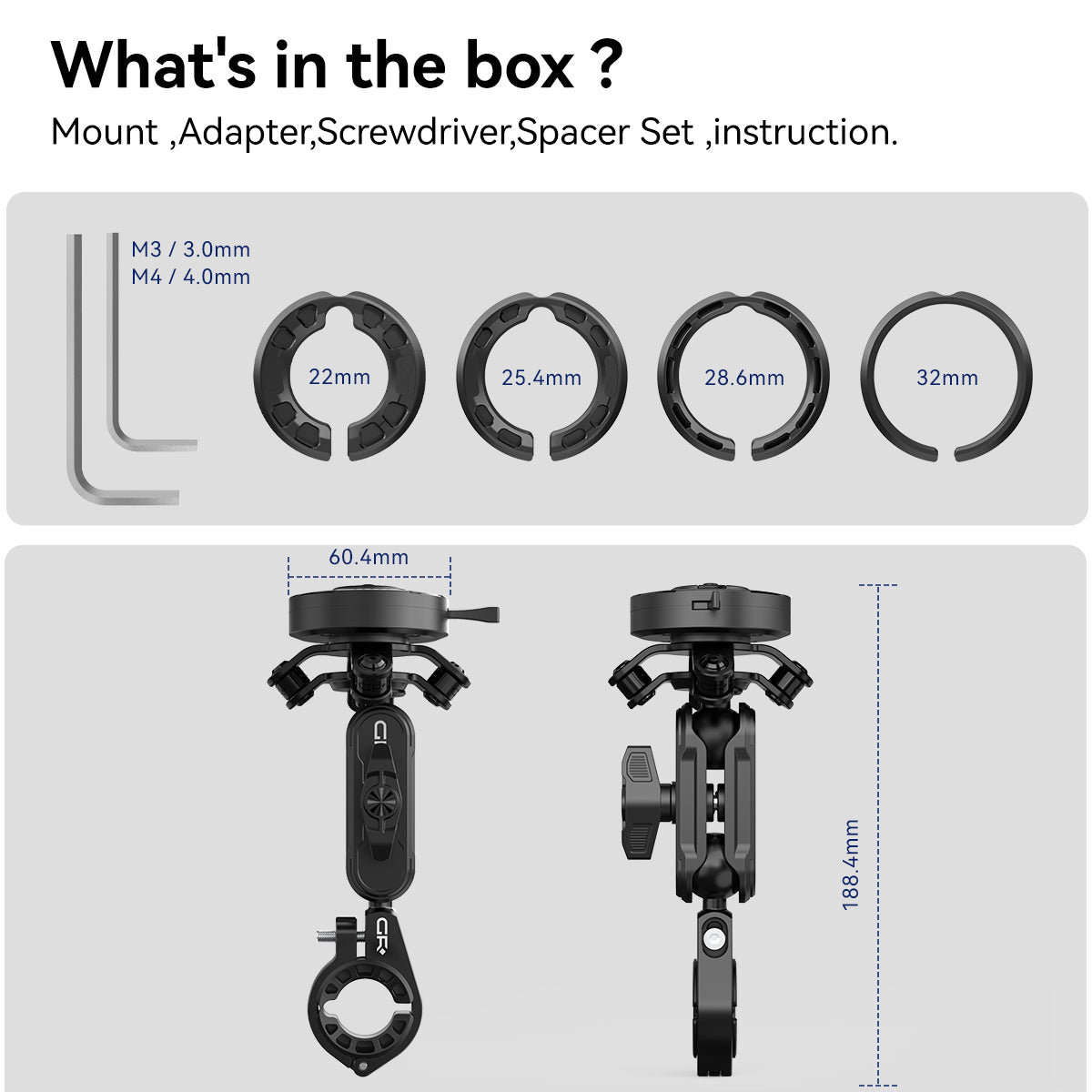 GRXPLORE GR-MT6 Handlebar Mount with Vibration Dampener