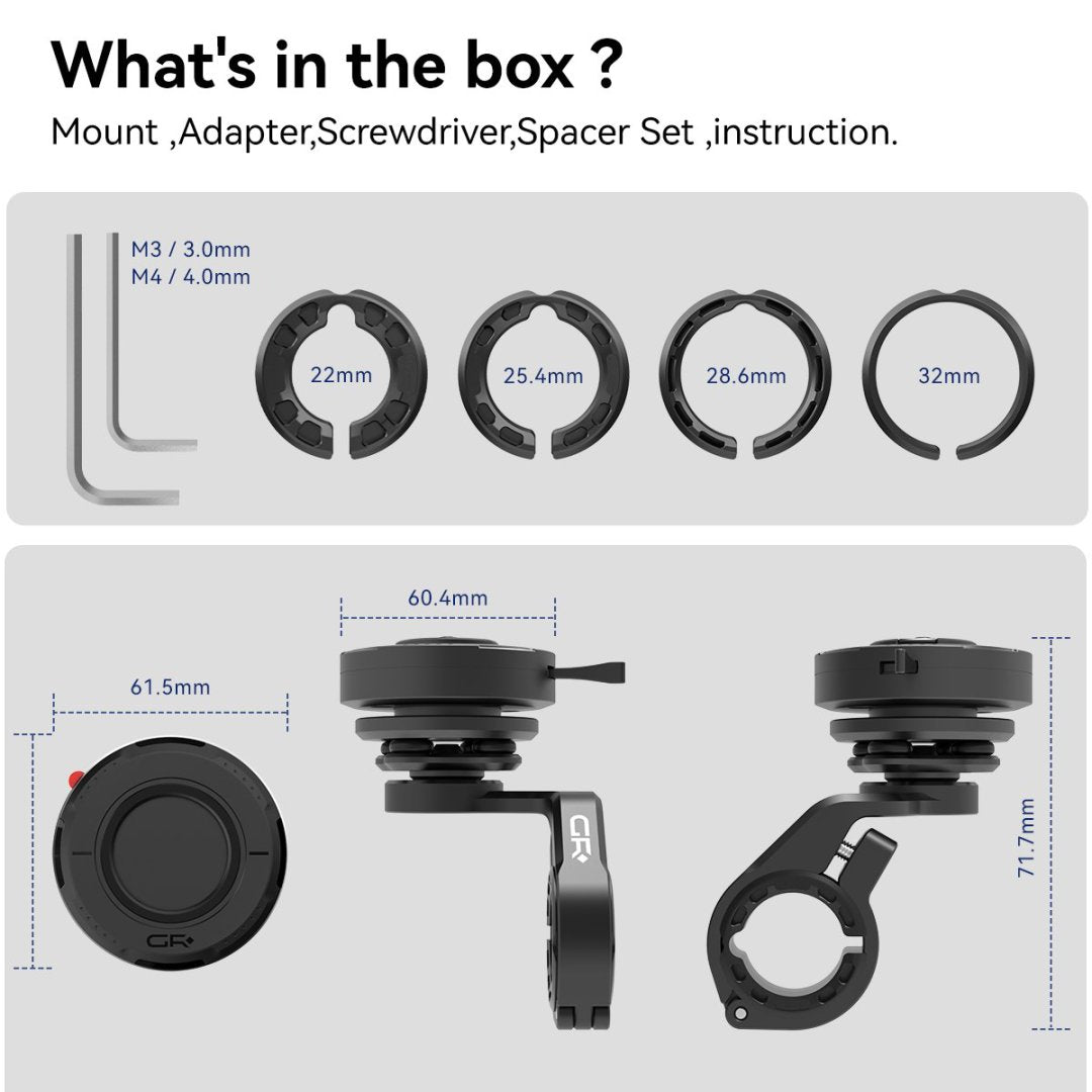GRXPLORE GR-MT10 Handlebar Mount Kit with Vibration Dampener PRO