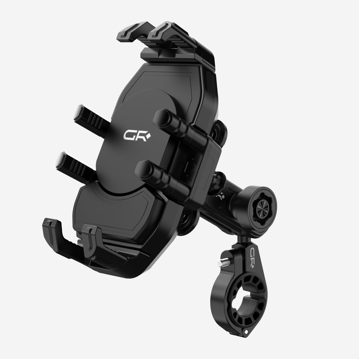 GRXPLORE GR-GS2 Motorcycle Phone Mount with Vibration Dampener & Lock, Handlebar Holder for 4.7–7.2" Smartphones, Anti-Theft Adjustable Cradle for Bike, Scooter, ATV