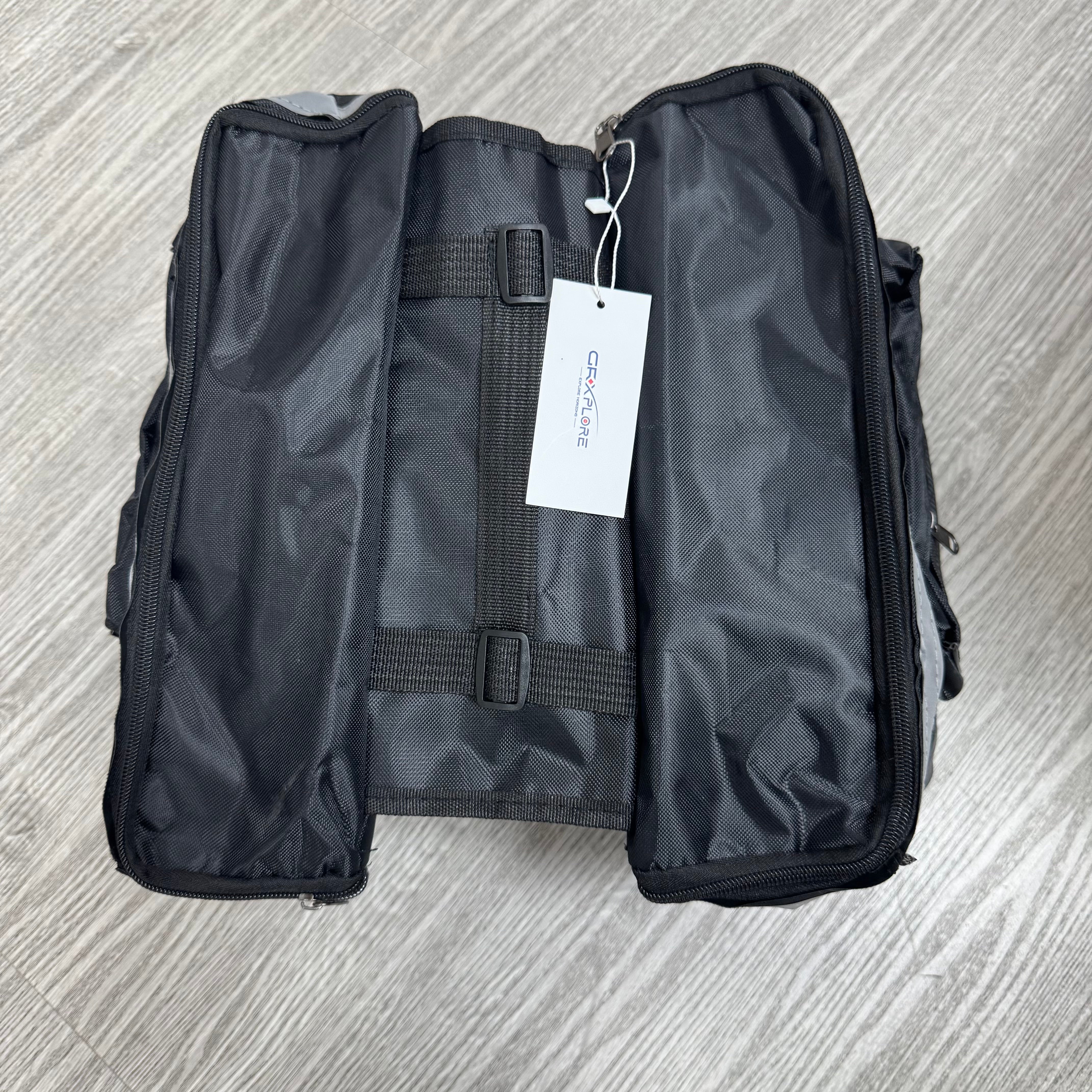 GRXPLORE Waterproof Bike Rear Rack Pannier Bag, 30L Bicycle Trunk Saddle Bags with Reflective Trim, Double Side Storage for Commuting, Grocery, Long Cycling Trips